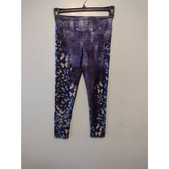Evolution and Creation Size S Blue Purple Butterfly Yoga Leggings - Picture 1 of 4